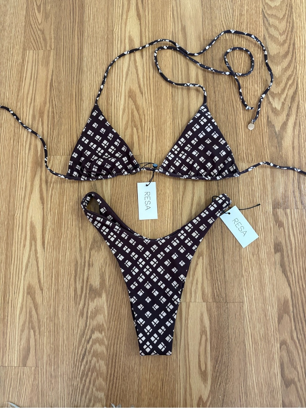 RESA Chocolate & Cream Geometric Triangle Bikini